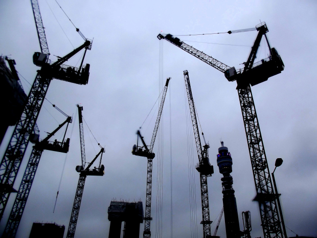 The BT Tower, lost amongst the cranes